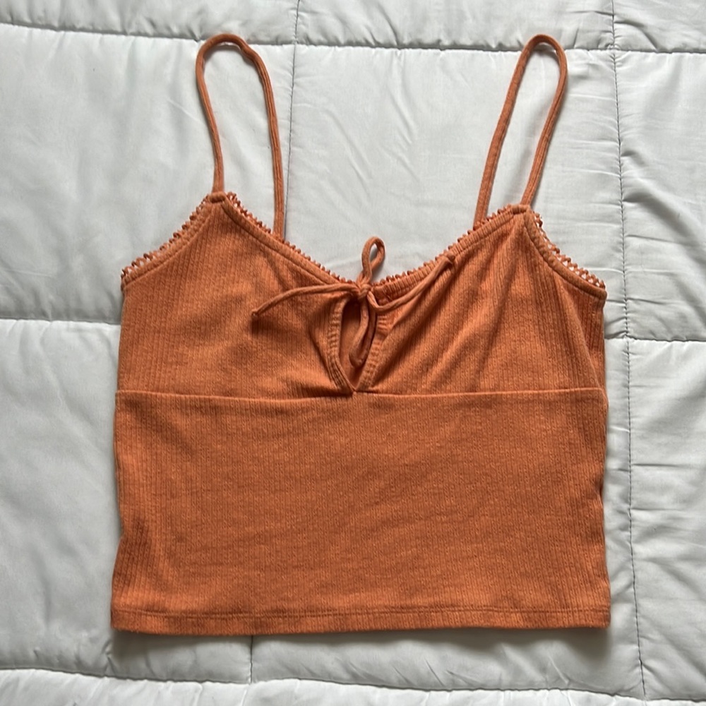 Orange tank top with front tie